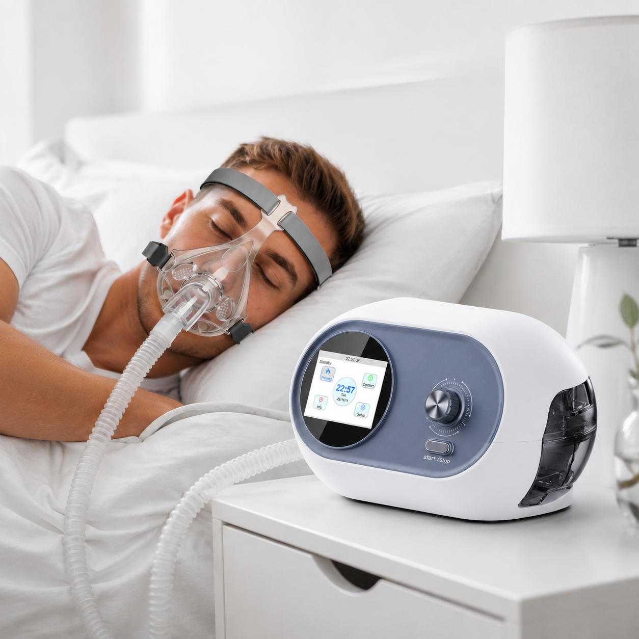 Smart Auto Dual-Level CPAP & BiPAP Machine DF-925 for Sleep Apnea - 7 Therapy Modes with Heated Humidifier & Full Face Mask