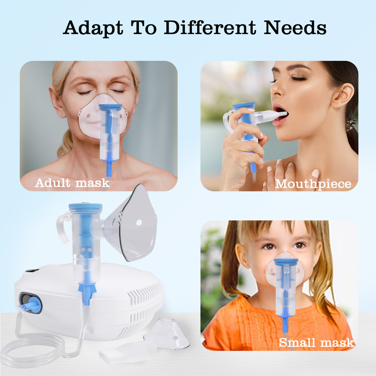 Portable Compression Nebulizer JLN-2300AS for Family Use, Adjustable Nebulization, Low Noise for Adults Children