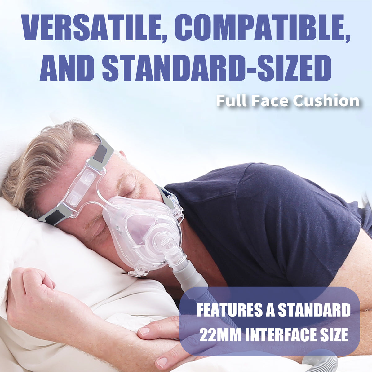 CPAP Full Face Mask Replacement Cushion Set, Detachable Buckle & Rotatable Elbow, Universal 22mm Interface for Sleep Apnea Users