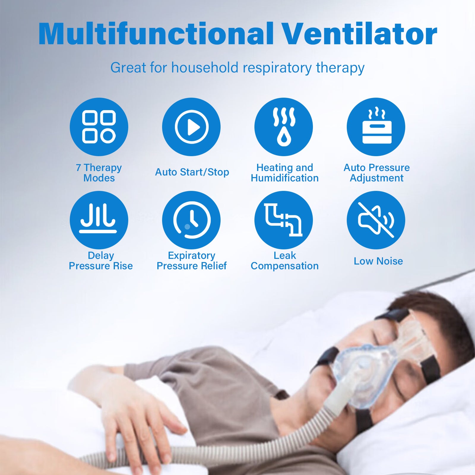 Smart Auto Dual-Level CPAP & BiPAP Machine DF-925 for Sleep Apnea - 7 Therapy Modes with Heated Humidifier & Full Face Mask