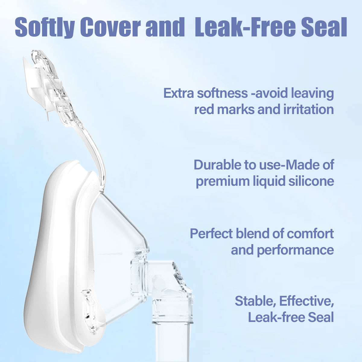 CPAP Full Face Mask Replacement Cushion Set, Detachable Buckle & Rotatable Elbow, Universal 22mm Interface for Sleep Apnea Users