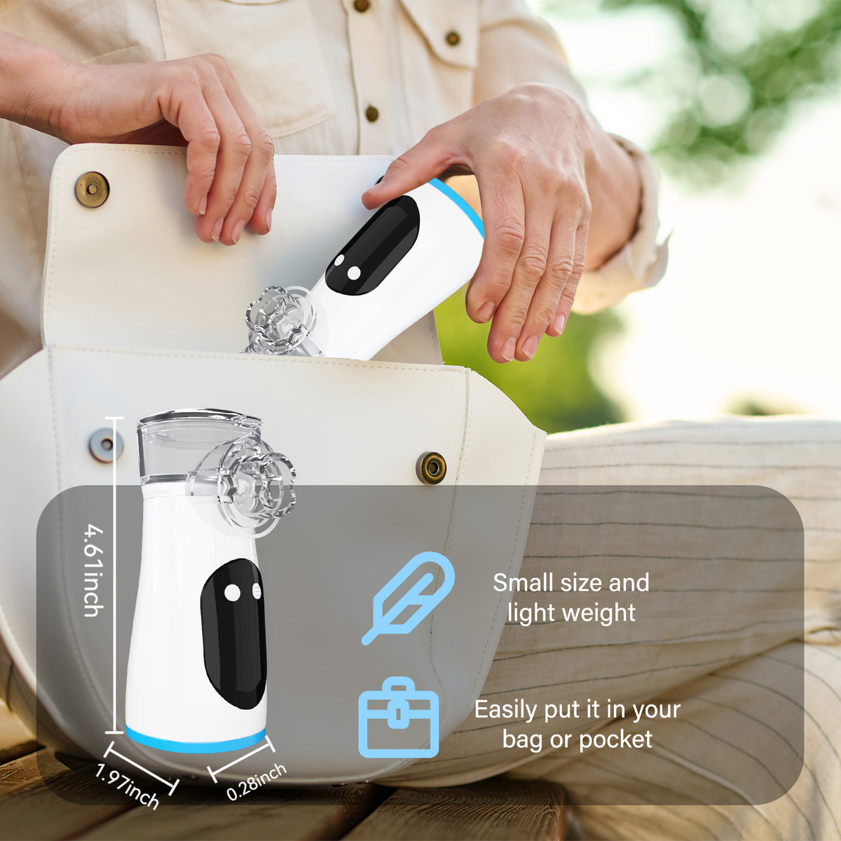 Portable Mesh Nebulizer U206, Handheld Rechargeable Nebulizer Machine for Adults & Kids, Silent Ultrasonic Inhaler with Digital Timing Display for Respiratory Treatment