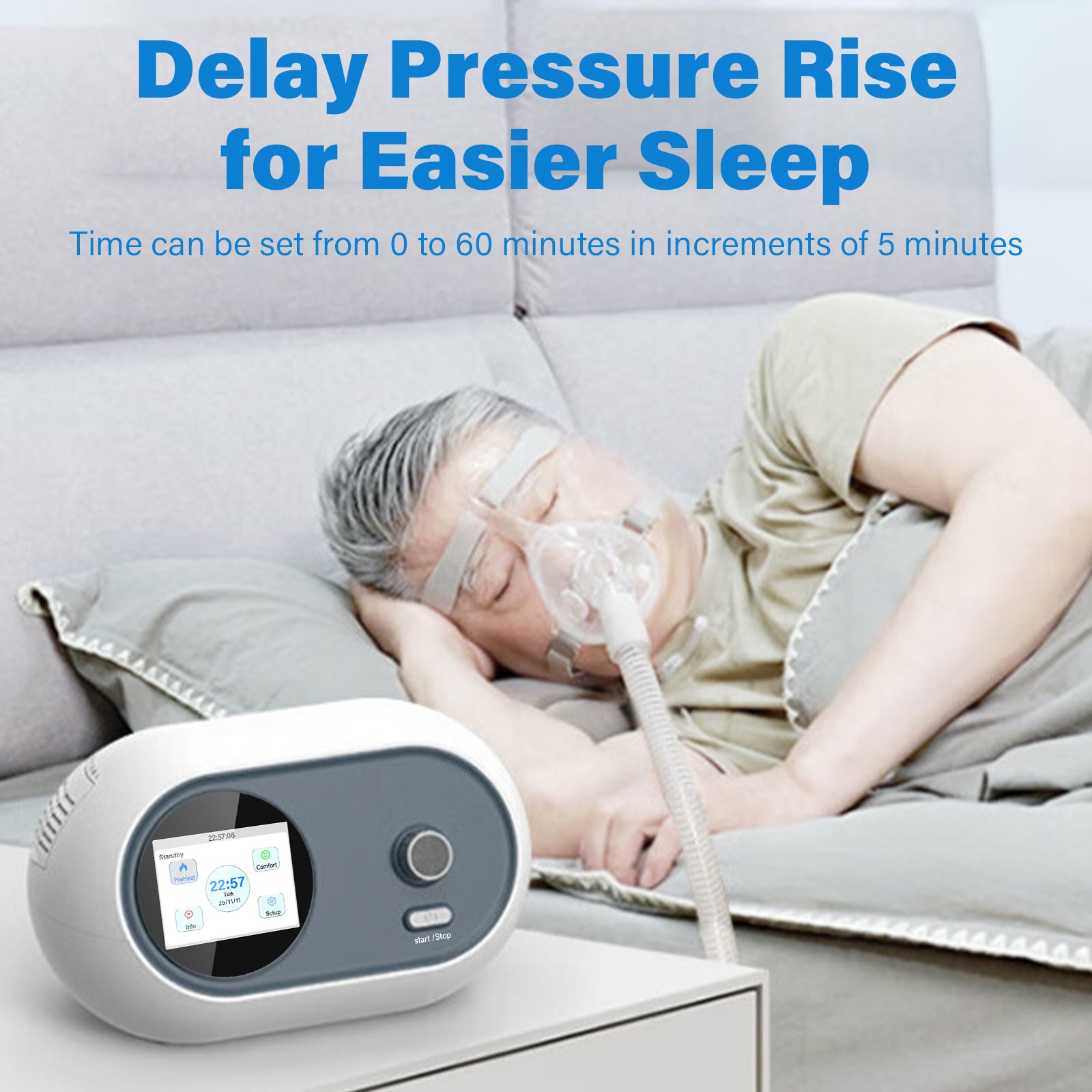 Smart Auto Dual-Level CPAP & BiPAP Machine DF-925 for Sleep Apnea - 7 Therapy Modes with Heated Humidifier & Full Face Mask