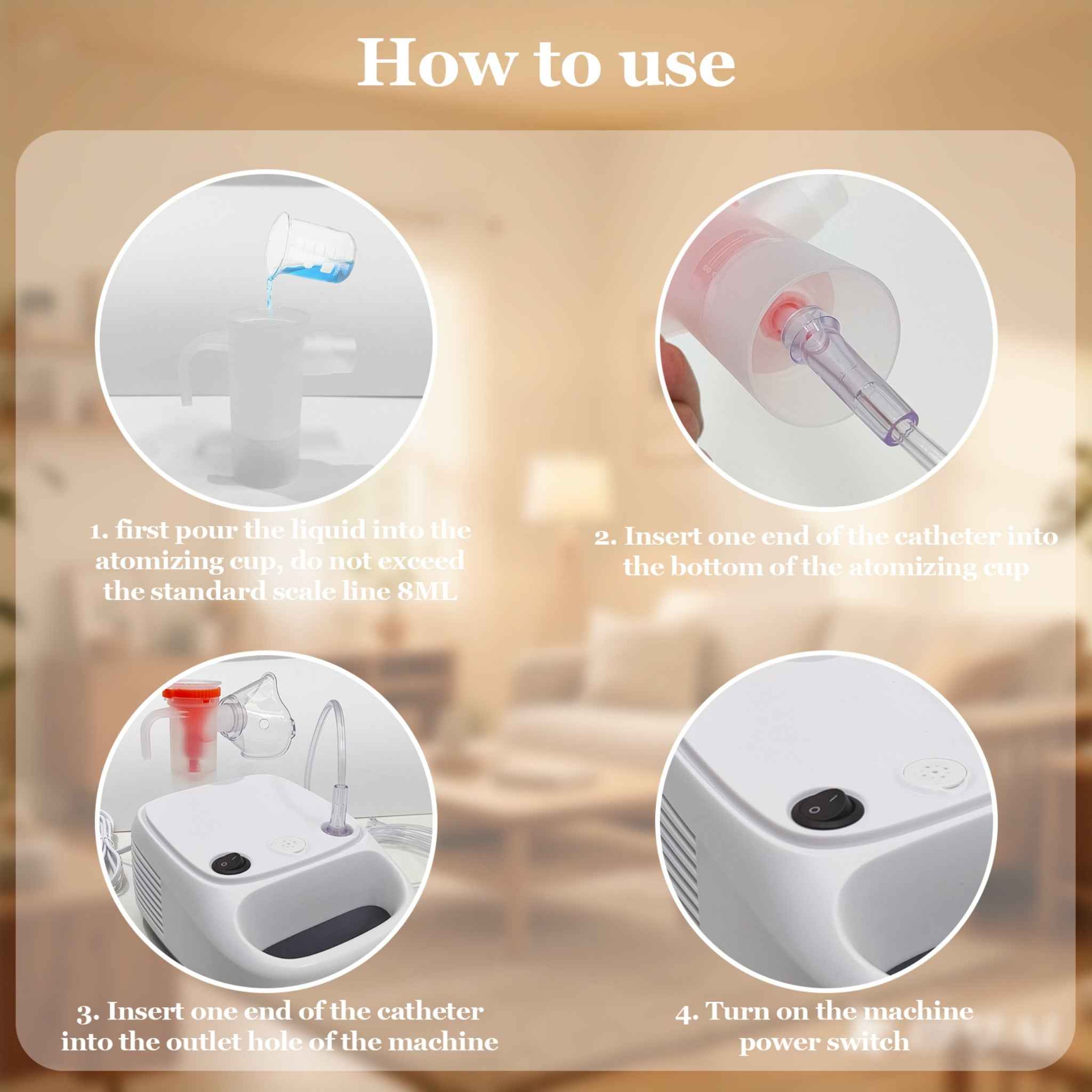 Portable Compressor Nebulizer AN-832 with 3.5μm Micron-level Atomization, Low Noise & Efficient Heat Dissipation, Home Respiratory Treatment for Cough, Asthma & Rhinitis