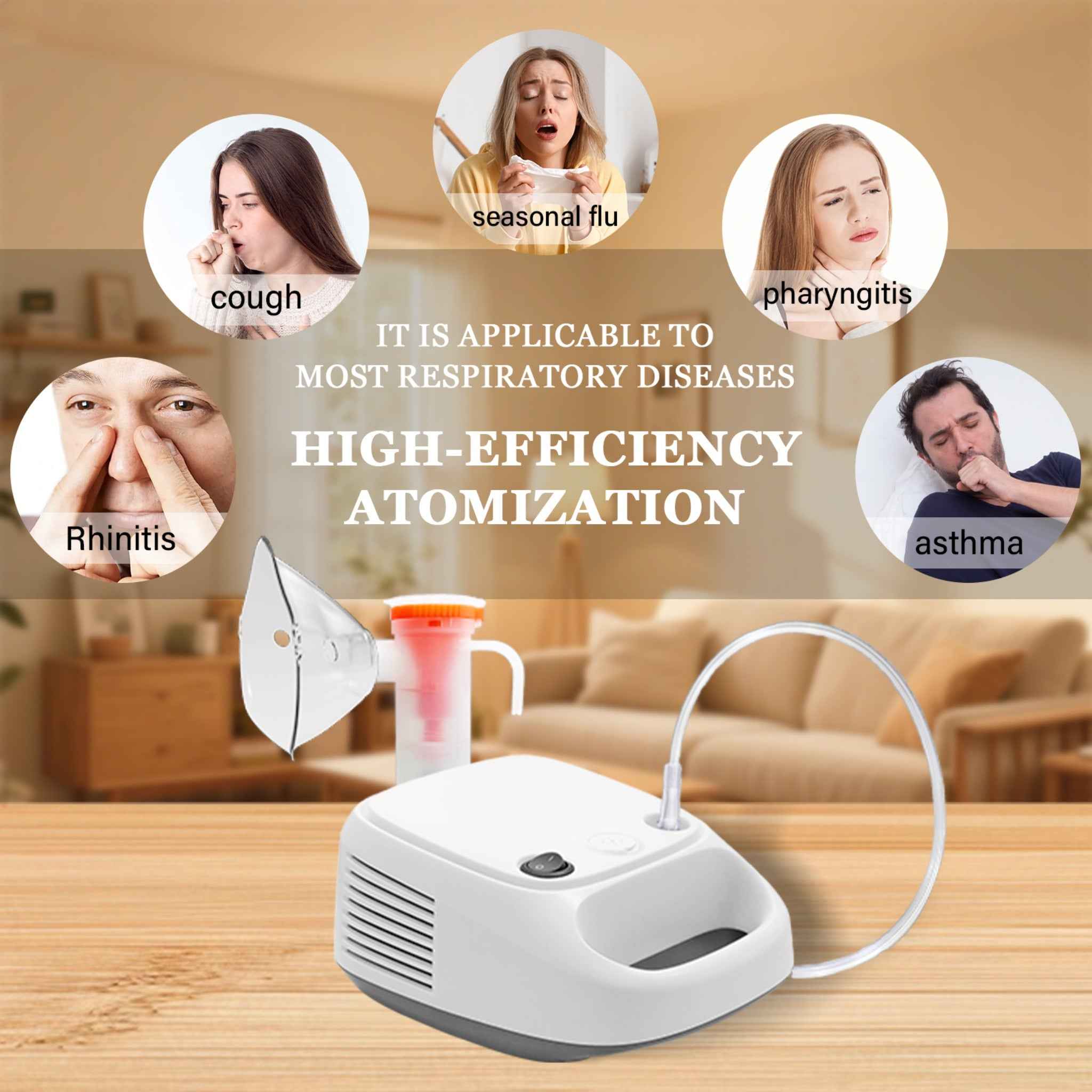 Portable Compressor Nebulizer AN-832 with 3.5μm Micron-level Atomization, Low Noise & Efficient Heat Dissipation, Home Respiratory Treatment for Cough, Asthma & Rhinitis