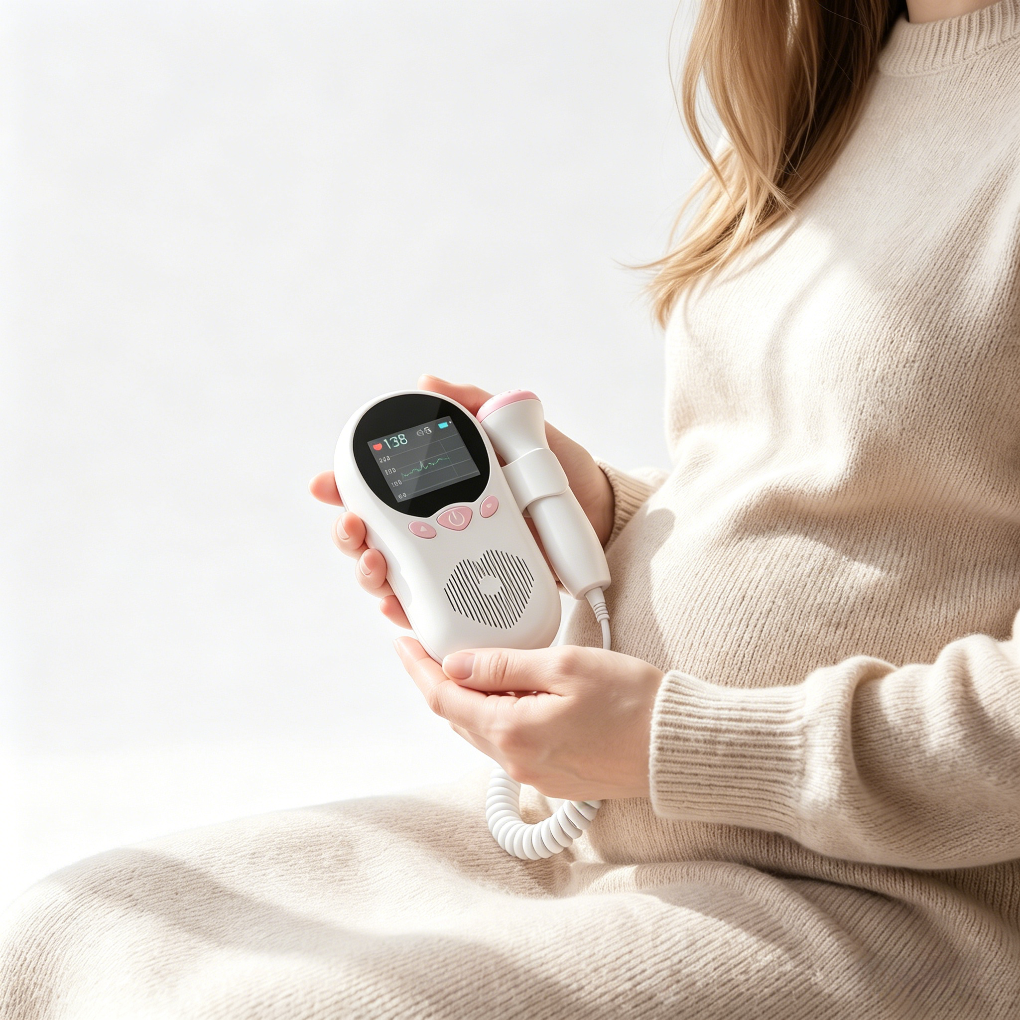 Home Fetal Doppler T502, 3.0MHz Sensitive Probe, DSP Noise Reduction, TFT Color Display, Safe for Prenatal Baby Heart Rate Monitoring at Home