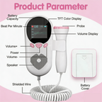Home Fetal Doppler T502, 3.0MHz Sensitive Probe, DSP Noise Reduction, TFT Color Display, Safe for Prenatal Baby Heart Rate Monitoring at Home - O2Pura