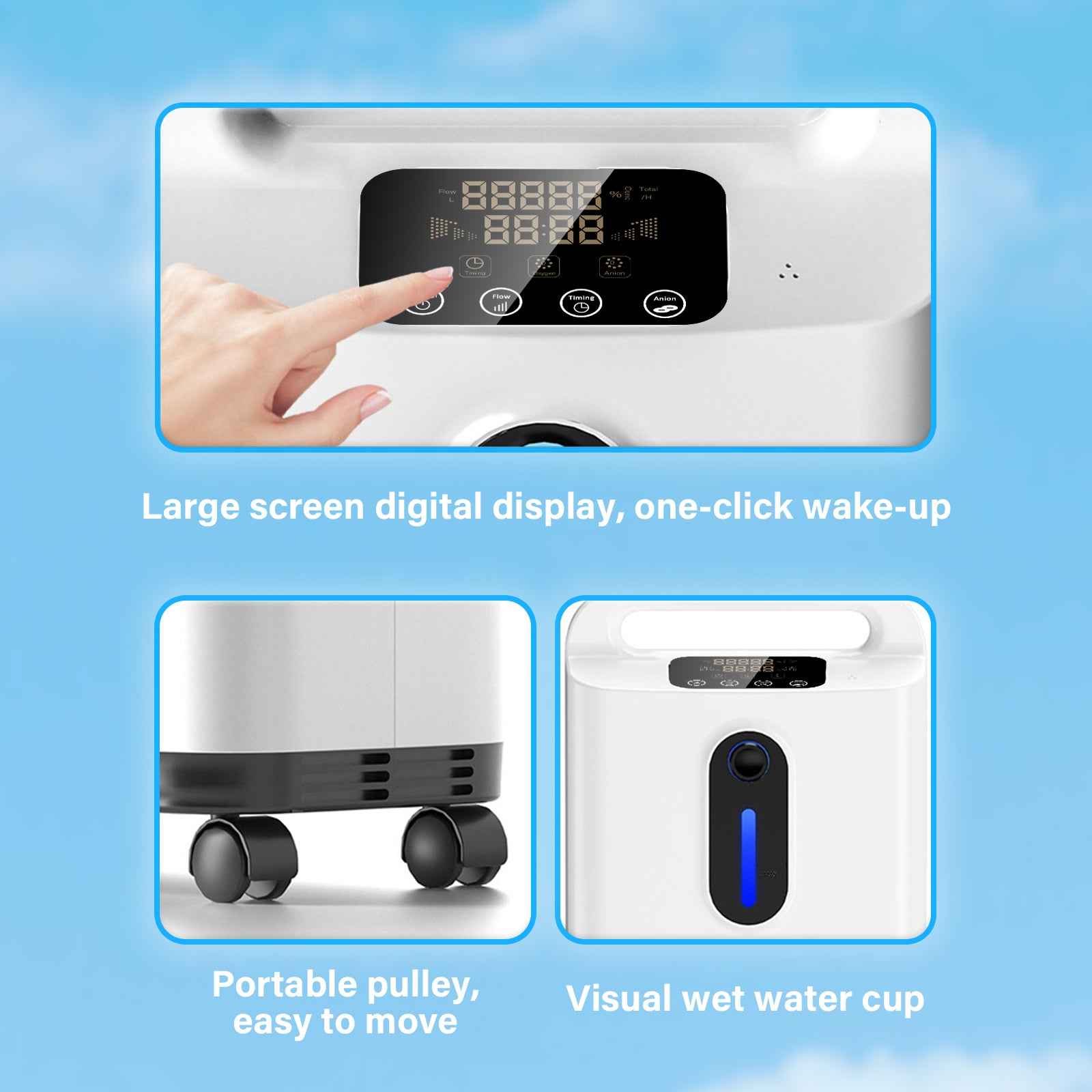 Oxygen Concentrator DF-11 (2-in-1) with Atomization - 1-8L Adjustable Flow, HD Display & Remote Control