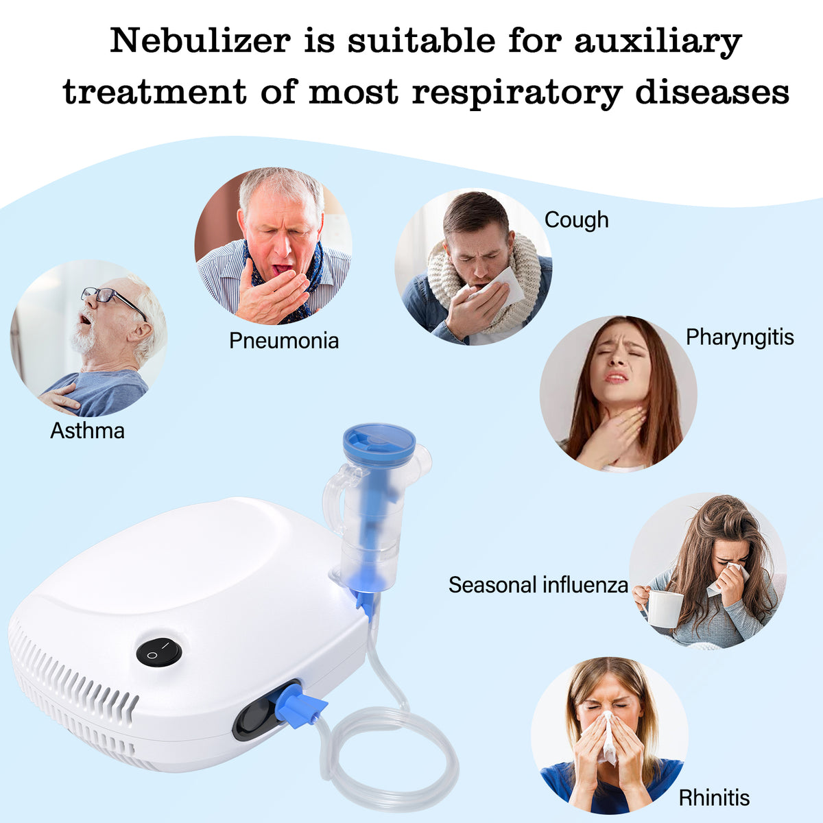 Portable Compression Nebulizer JLN-2300AS for Family Use, Adjustable Nebulization, Low Noise for Adults Children